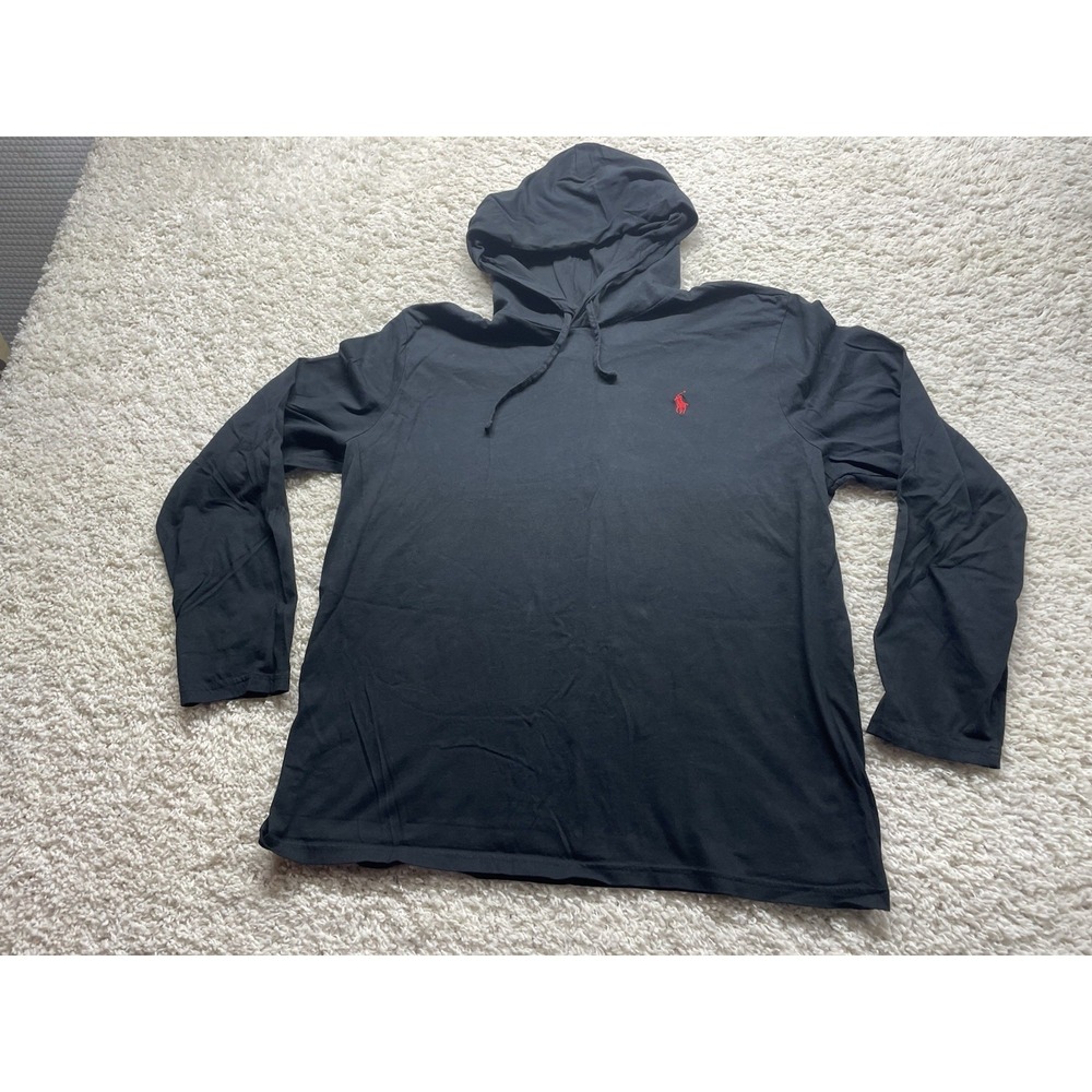 Ralph Lauren Hooded L/S Black T-shirt Lightweight Hoodie Men's XL
